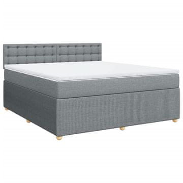 Vidaxl Box spring postelja z vzmetnico svetlo siva 180x200 cm blago
