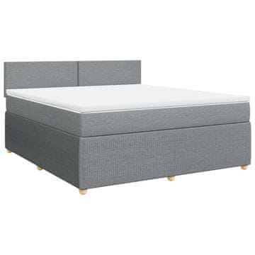 Vidaxl Box spring postelja z vzmetnico svetlo siva 180x200 cm blago