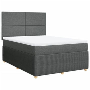 Vidaxl Box spring postelja z vzmetnico temno siva 160x200 cm blago