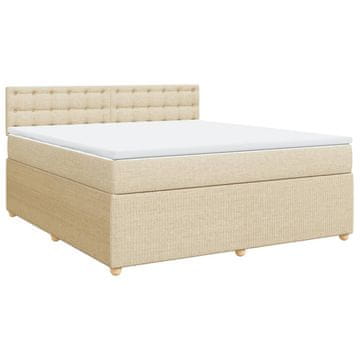 Vidaxl Box spring postelja z vzmetnico krem 180x200 cm blago