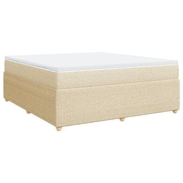 Vidaxl Box spring postelja z vzmetnico krem 180x200 cm blago