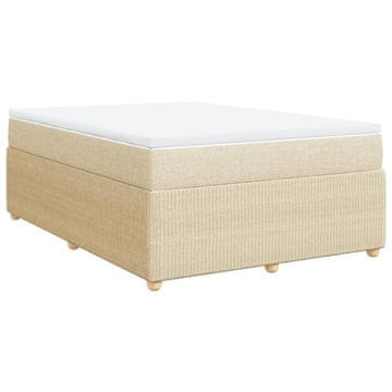 Vidaxl Box spring postelja z vzmetnico krem 160x200 cm blago