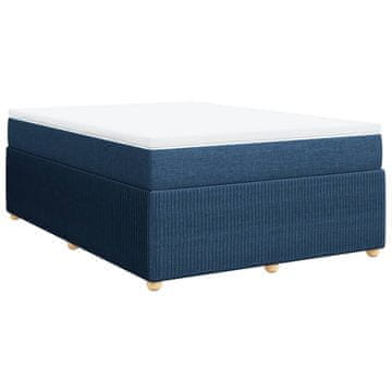 Vidaxl Box spring postelja z vzmetnico modra 160x200 cm blago