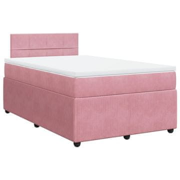 Vidaxl Box spring postelja z vzmetnico roza 120x200 cm žamet