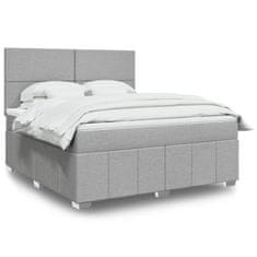 Vidaxl Box spring postelja z vzmetnico svetlo siva 180x200 cm blago
