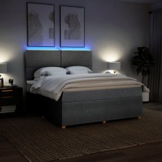 Vidaxl Box spring postelja z vzmetnico svetlo siva 180x200 cm blago