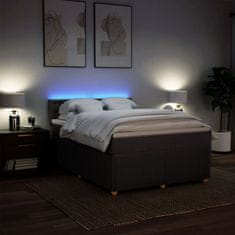Vidaxl Box spring postelja z vzmetnico temno rjava 140x200 cm blago