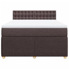 Vidaxl Box spring postelja z vzmetnico temno rjava 140x200 cm blago