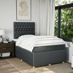 Vidaxl Box spring postelja z vzmetnico temno siva 120x200 cm blago