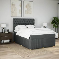 Vidaxl Box spring posteljni z vzmetnico temno siv 140x190 cm blago