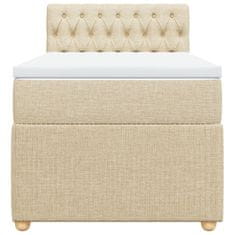 Vidaxl Box spring postelja z vzmetnico krem 90x190 cm blago