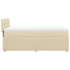 Vidaxl Box spring postelja z vzmetnico krem 90x190 cm blago