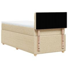 Vidaxl Box spring postelja z vzmetnico krem 90x190 cm blago