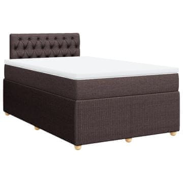 Vidaxl Box spring postelja z vzmetnico temno rjav 120x200 cm blago