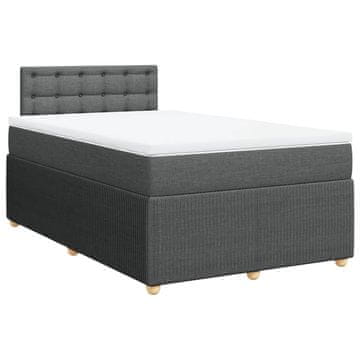 Vidaxl Box spring postelja z vzmetnico temno siva 120x200 cm blago
