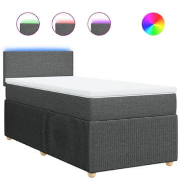 Vidaxl Box spring postelja z vzmetnico temno siva 100x200 cm blago