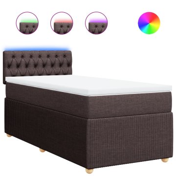 Vidaxl Box spring postelja z vzmetnico temno rjava 100x200 cm blago