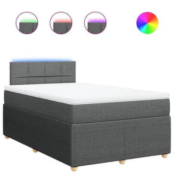 Vidaxl Box spring postelja z vzmetnico temno siva 120x200 cm blago