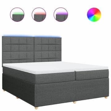 Vidaxl Box spring postelja z vzmetnico temno siva 200x200 cm blago
