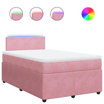 Vidaxl Box spring postelja z vzmetnico roza 120x200 cm žamet