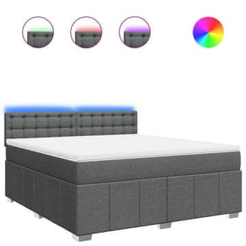 Vidaxl Box spring postelja z vzmetnico temno siva 180x200 cm blago