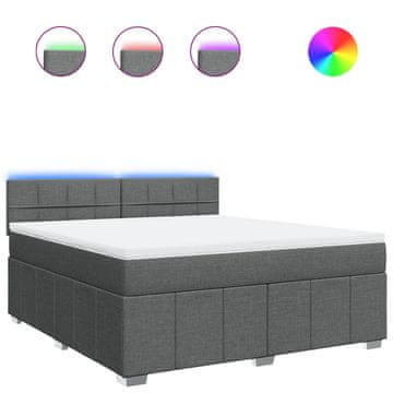Vidaxl Box spring postelja z vzmetnico temno siva 180x200 cm blago