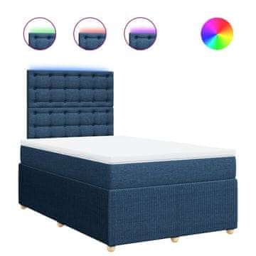 Vidaxl Box spring postelja z vzmetnico moder 120x200 cm blago