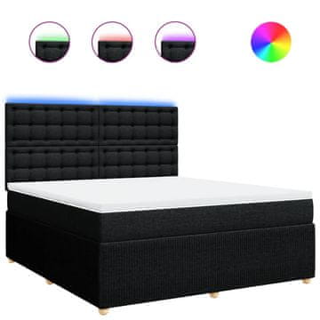 Vidaxl Box spring postelja z vzmetnico črna 180x200 cm blago