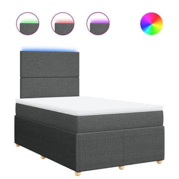 Vidaxl Box spring postelja z vzmetnico temno siva 120x200 cm blago