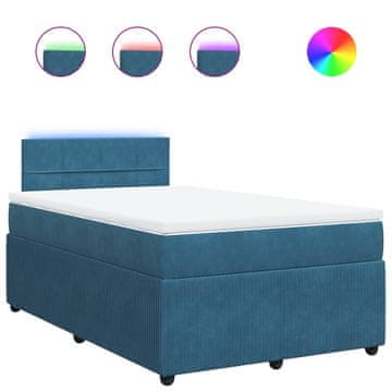 Vidaxl Box spring postelja z vzmetnico modra 120x200 cm žamet