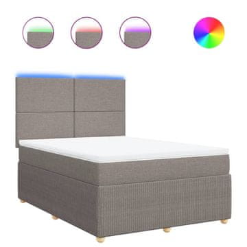 Vidaxl Box spring postelja z vzmetnico taupe 140x200 cm blago