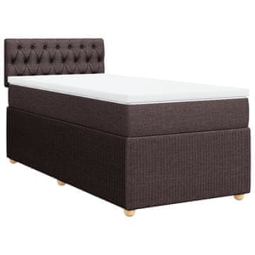 Vidaxl Box spring postelja z vzmetnico temno rjav 90x190 cm blago