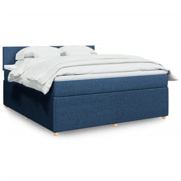 Vidaxl Box spring postelja z vzmetnico modra 180x200 cm blago