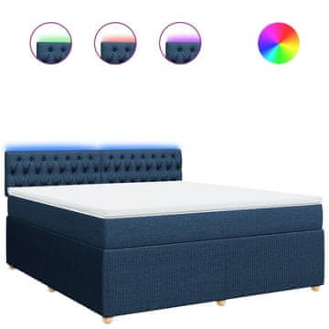 Vidaxl Box spring postelja z vzmetnico modra 180x200 cm blago