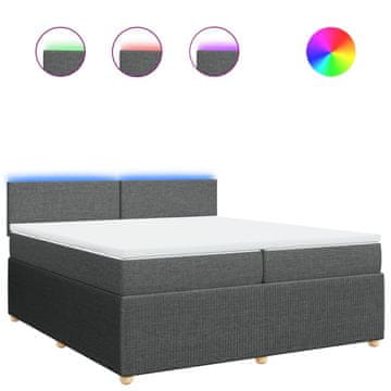 Vidaxl Box spring postelja z vzmetnico temno siva 200x200 cm blago