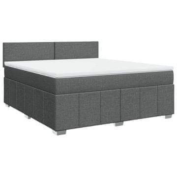 Vidaxl Box spring postelja z vzmetnico temno siva 180x200 cm blago