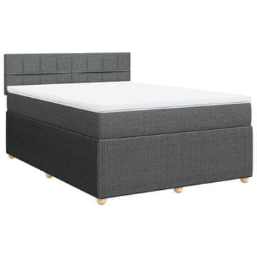 Vidaxl Box spring postelja z vzmetnico temno siva 140x200 cm blago