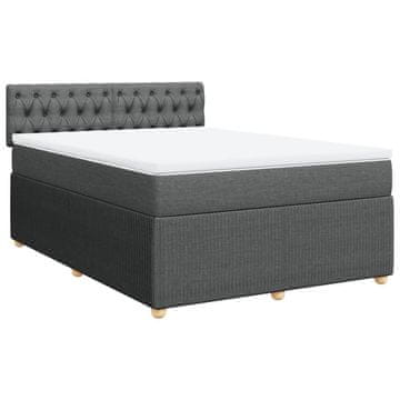 Vidaxl Box spring postelja z vzmetnico temno siva 160x200 cm blago