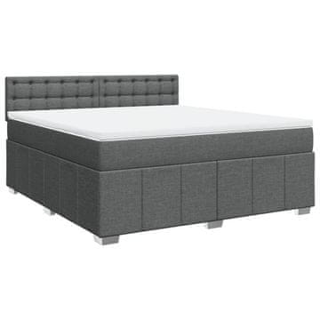 Vidaxl Box spring postelja z vzmetnico temno siva 180x200 cm blago