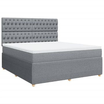 Vidaxl Box spring postelja z vzmetnico svetlo siva 180x200 cm blago