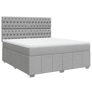 Vidaxl Box spring postelja z vzmetnico svetlo siva 180x200 cm blago