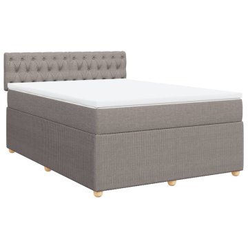 Vidaxl Box spring postelja z vzmetnico taupe 140x190 cm blago