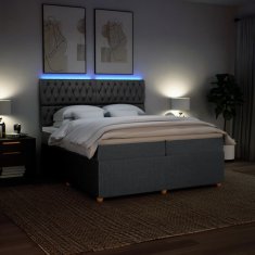 Vidaxl Box spring postelja z vzmetnico temno siva 200x200 cm blago
