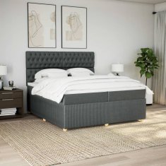 Vidaxl Box spring postelja z vzmetnico temno siva 200x200 cm blago