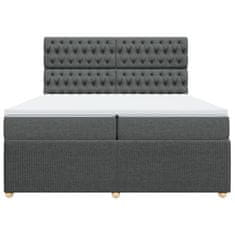 Vidaxl Box spring postelja z vzmetnico temno siva 200x200 cm blago
