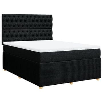 Vidaxl Box spring postelja z vzmetnico črna 140x200 cm blago
