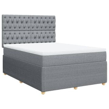 Vidaxl Box spring posteljni z vzmetnico svetlo siv 140x190 cm blago
