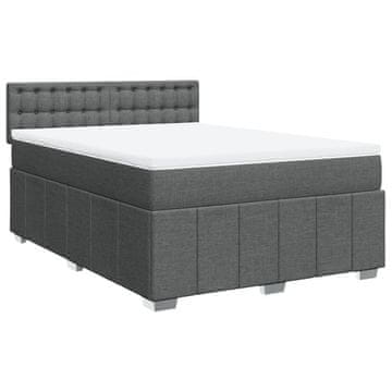 Vidaxl Box spring postelja z vzmetnico temno siva 160x200 cm blago