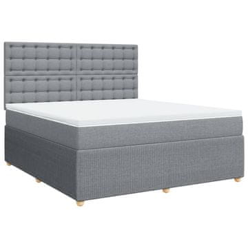 Vidaxl Box spring postelja z vzmetnico svetlo siva 180x200 cm blago