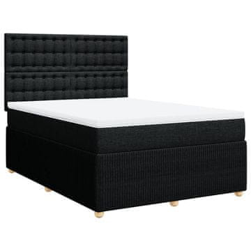 Vidaxl Box spring postelja z vzmetnico črna 140x200 cm blago